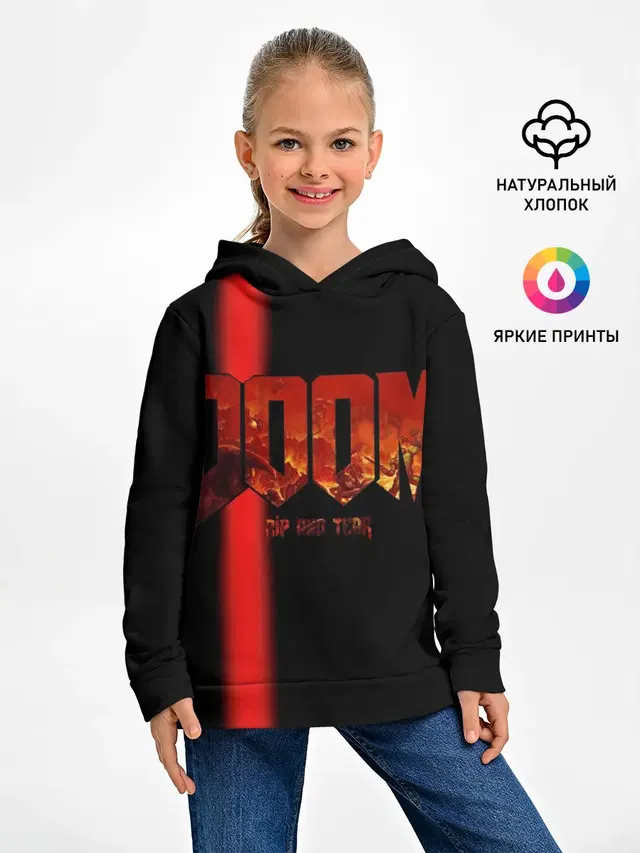 Детское худи с принтом «Дум — Rip and Tear»