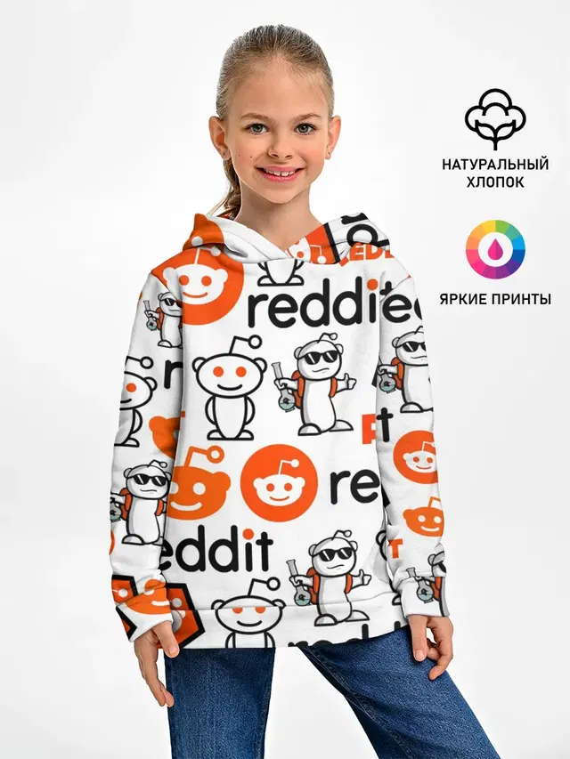 Детское худи с принтом «Социальные сети — REDDIT — РЕДДИТ — ЛОГОБОМБИНГ»