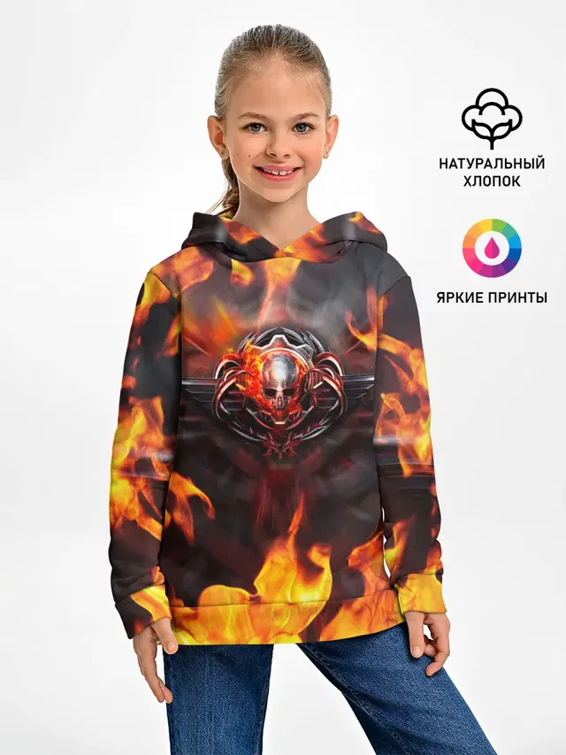 Детское худи с принтом «Fire — FIRE GEARS OF WAR — ПОСТЕР В ОГНЕ»