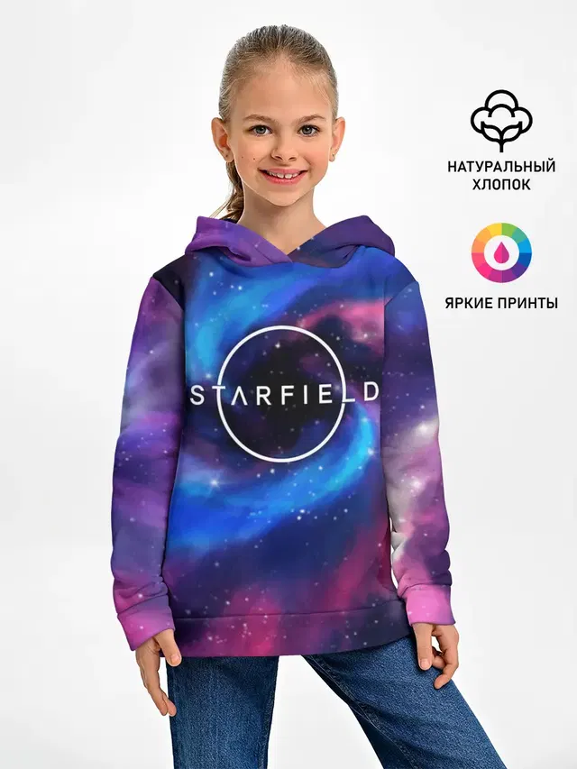 Детское худи с принтом «Разные игры — Starfield — Старфилд»