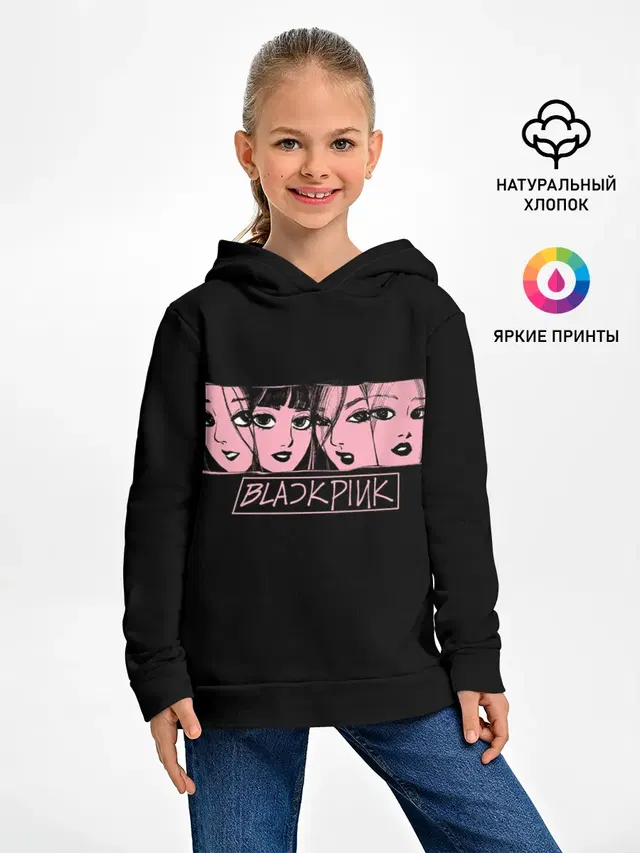 Детское худи с принтом «BlackPink — Black Pink Art»