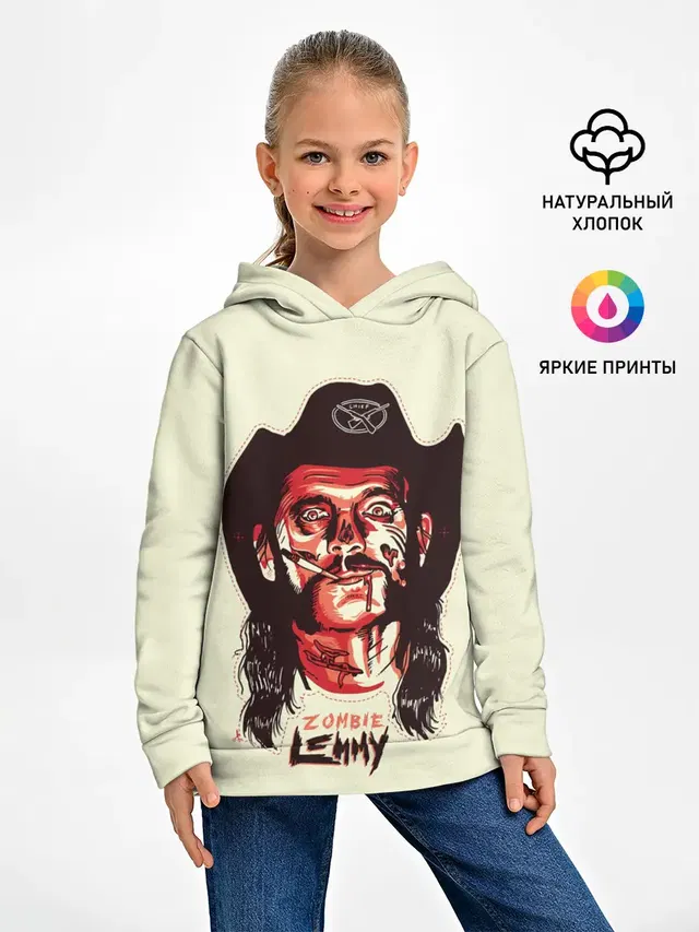 Детское худи с принтом «Motorhead — Zombie Lemmy»