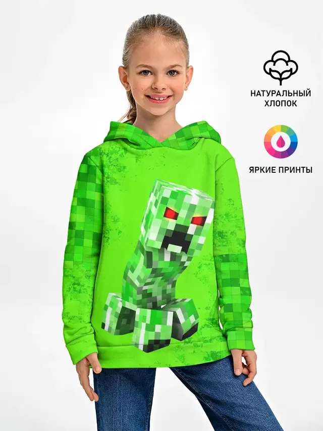 Детское худи с принтом «Майнкрафт — MINECRAFT CREEPER»