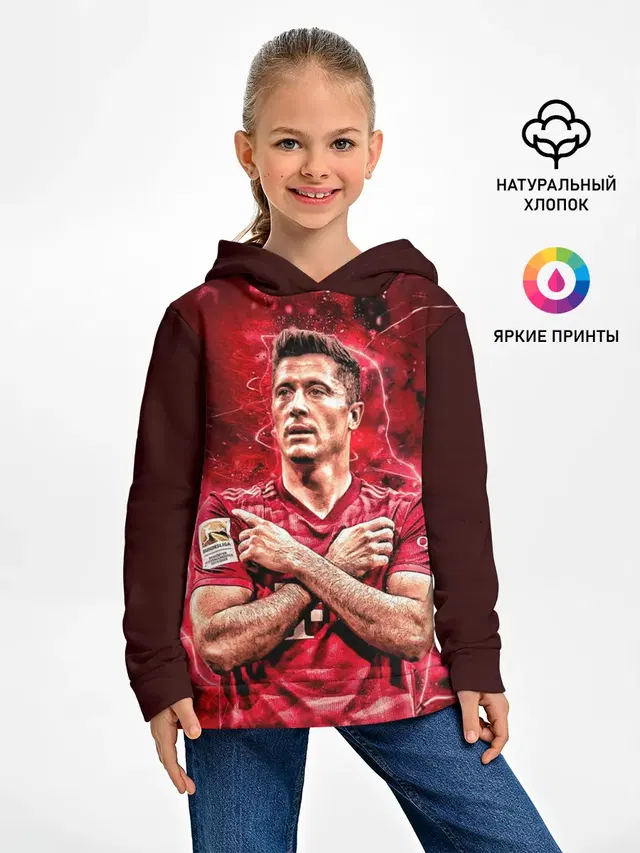 Детское худи с принтом «Левандовски Lewandowski 9»
