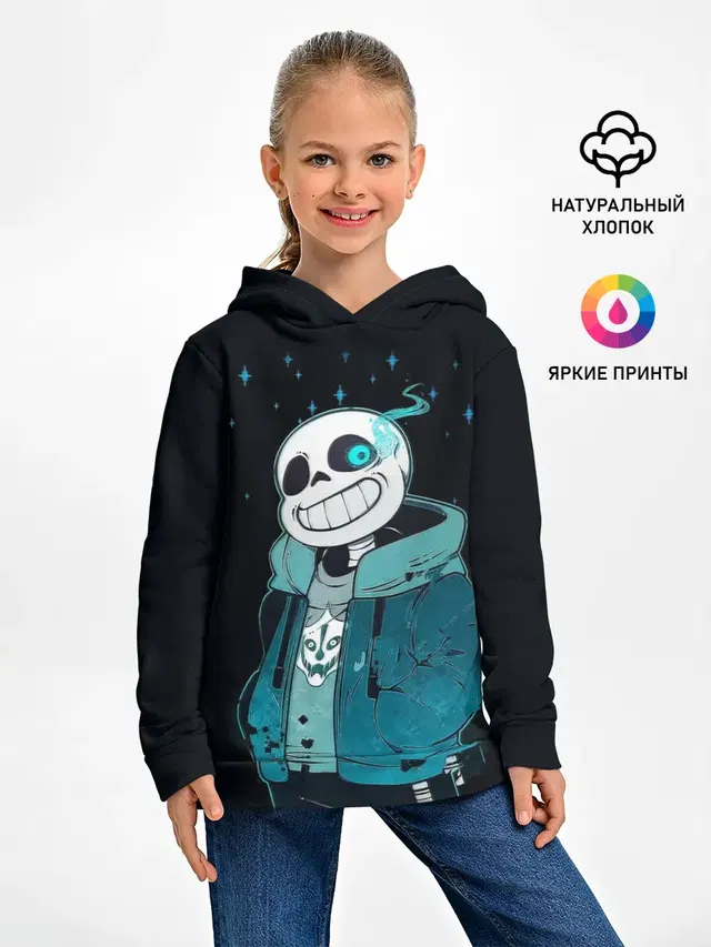 Детское худи с принтом «Андертейл — UNDERTALE SANS»