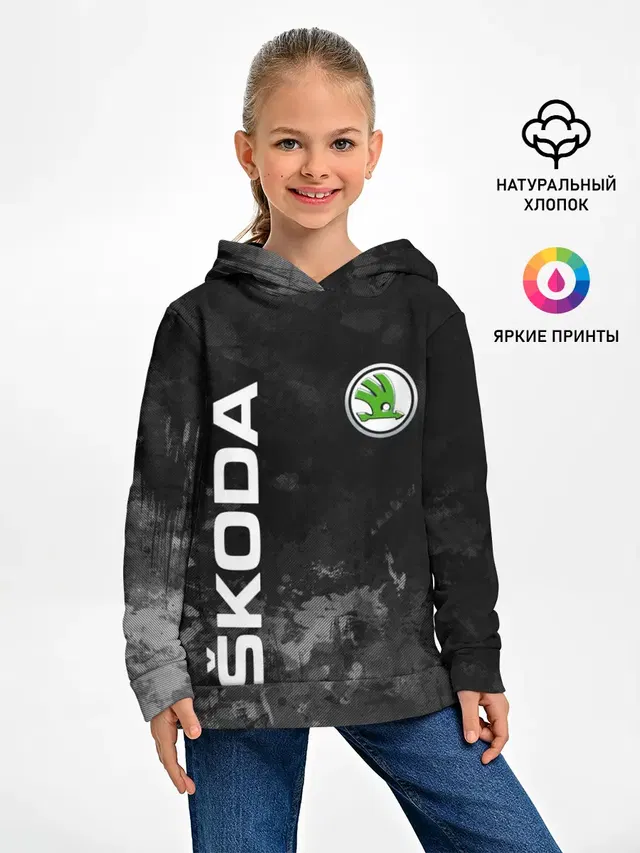 Детское худи с принтом «Skoda — SKODA АВТО»
