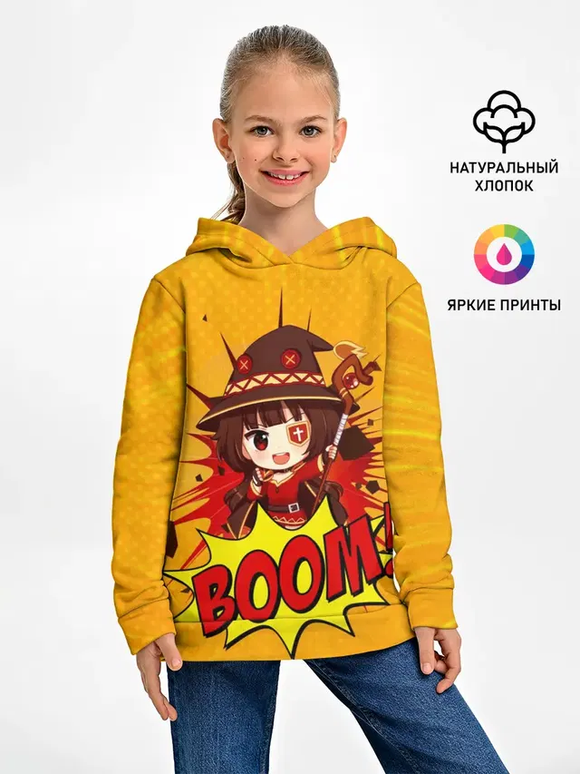 Детское худи с принтом «Мегумин BOOM»