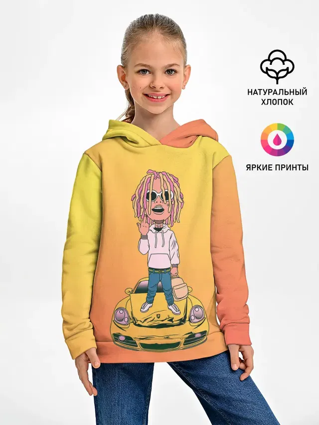 Детское худи с принтом «Lil Pump — Lil Pump - Flex Like Ouu»