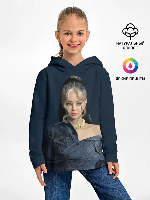 Детское худи с принтом «BlackPink — Jennie jeans»