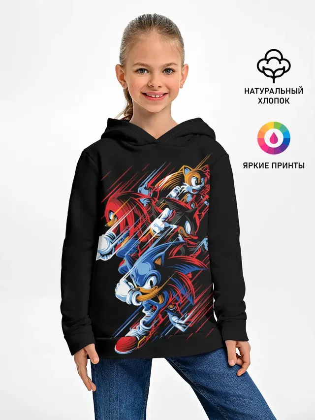 Детское худи с принтом «Sonics team»