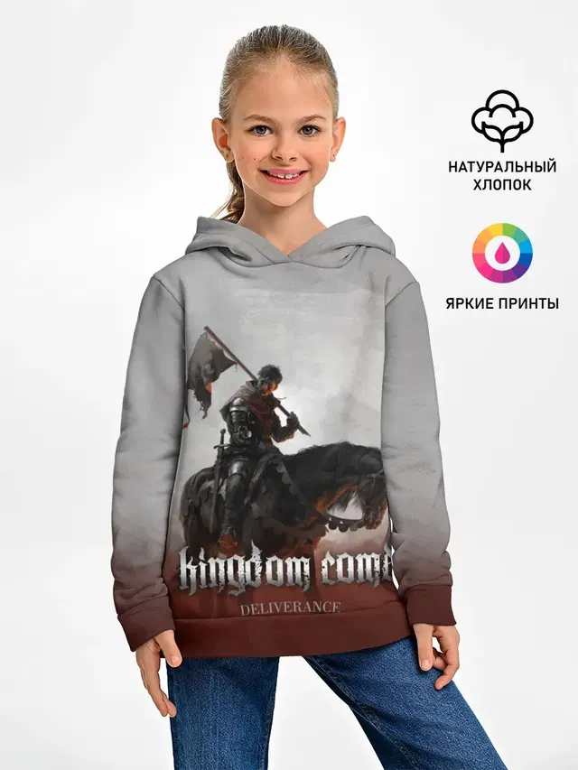 Детское худи с принтом «Kingdom Come: Deliverance — Рыцарь на коне»