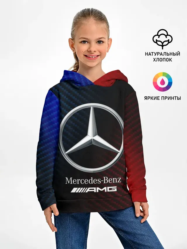 Детское худи с принтом «Mercedes-Benz — MERCEDES — МЕРСЕДЕС»