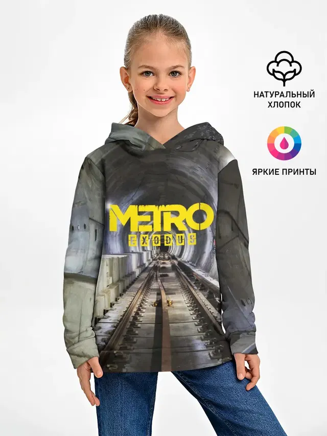 Детское худи с принтом «Майнкрафт — METRO EXODUS»