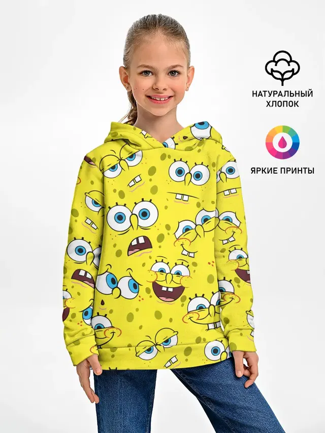 Детское худи с принтом «Губка Боб — SpongeBob pattern»