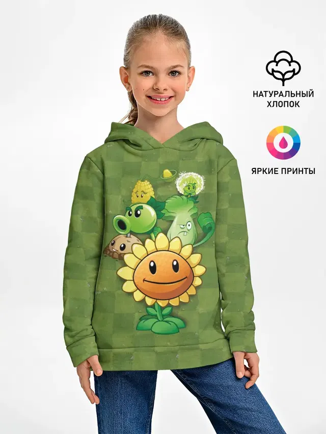 Детское худи с принтом «Plants vs. Zombies»