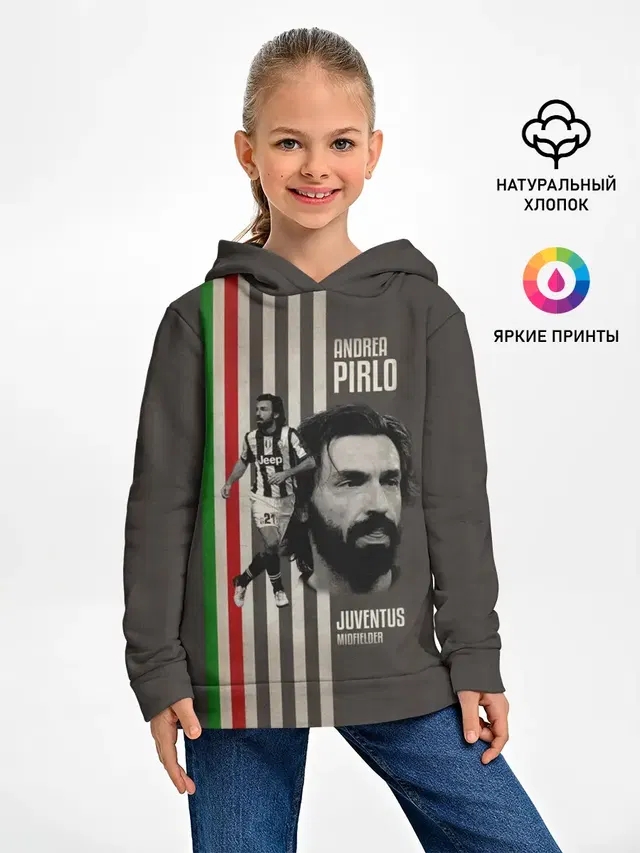 Детское худи с принтом «Ювентус — Andrea Pirlo»