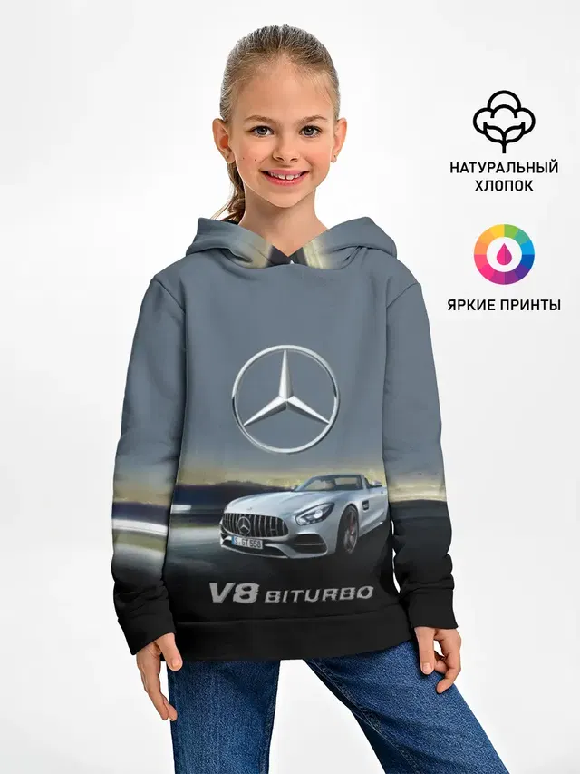 Детское худи с принтом «V8 Biturbo»