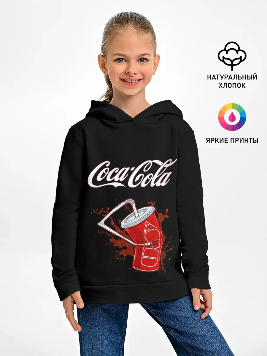 Детское худи с принтом «Coca Cola», вид спереди
