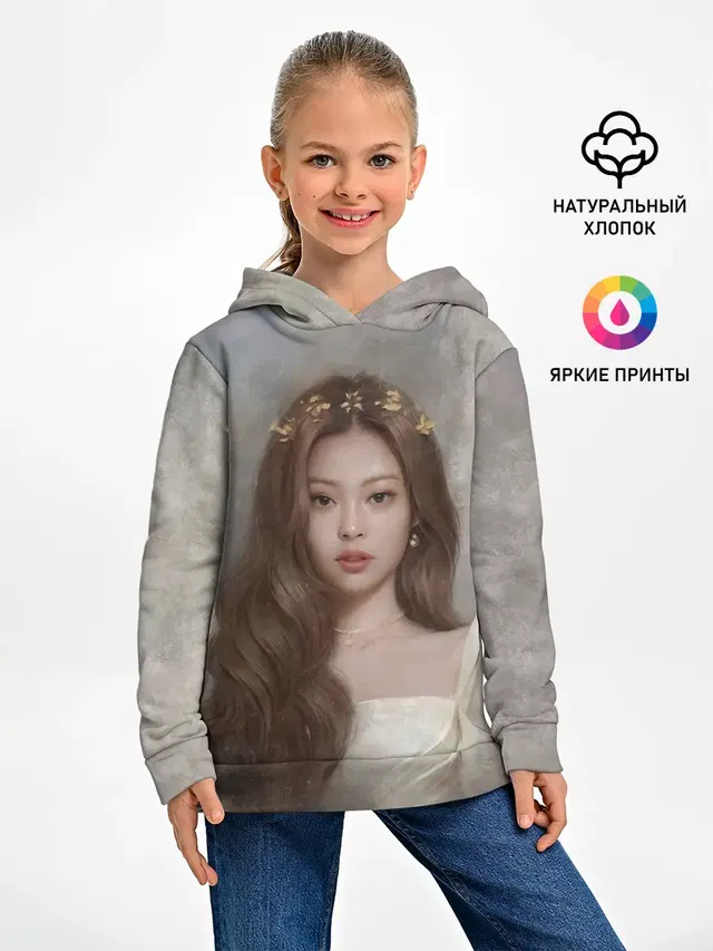 Детское худи с принтом «BlackPink — Дженни маслом»