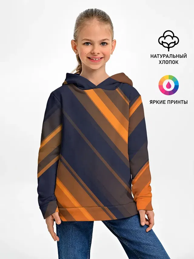 Детское худи с принтом «Абстракция — ORANGE Black»