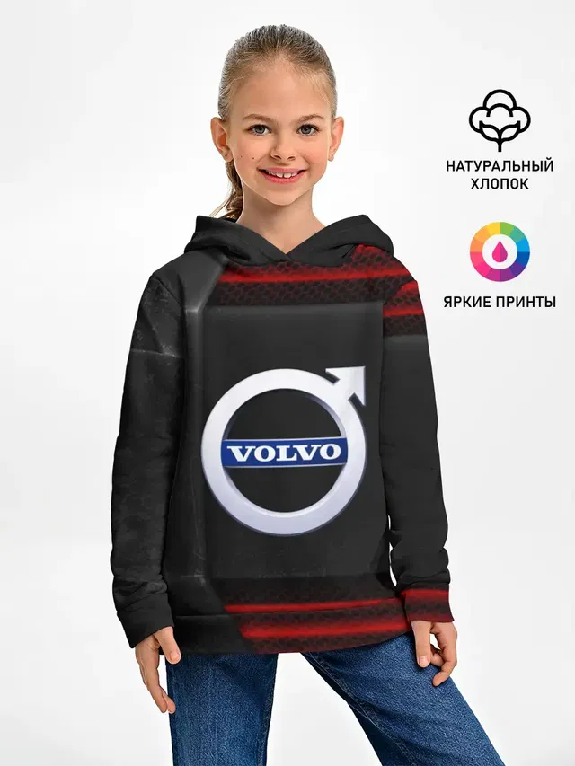 Детское худи с принтом «Volvo logo — volvo auto sport»