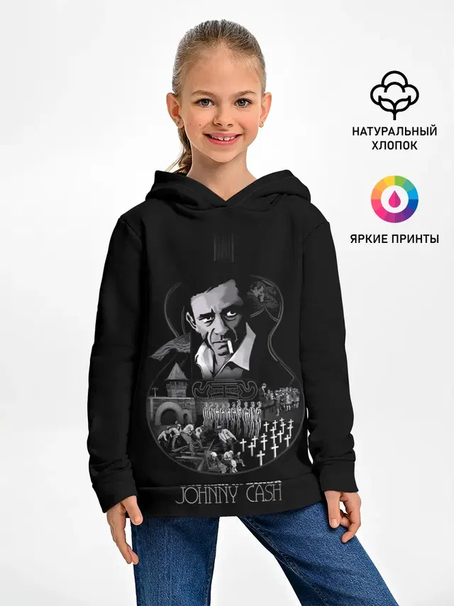 Детское худи с принтом «JOHNNY CASH»