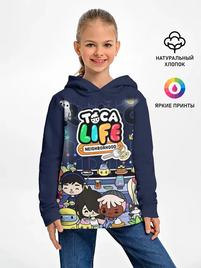 Детское худи с принтом «Toca Boca — TOKA LIFE ПЕРСОНАЖИ»