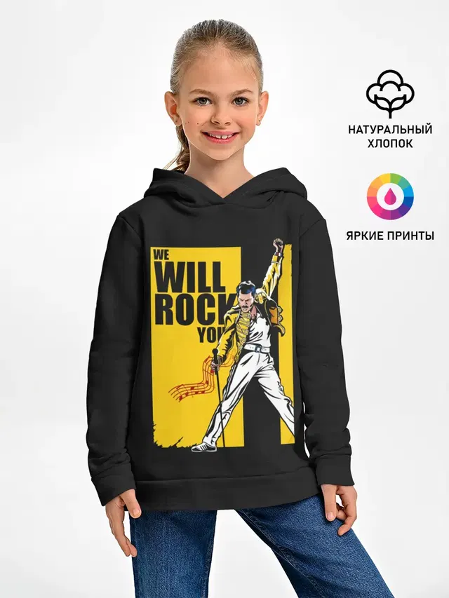 Детское худи с принтом «Queen — We will rock you»