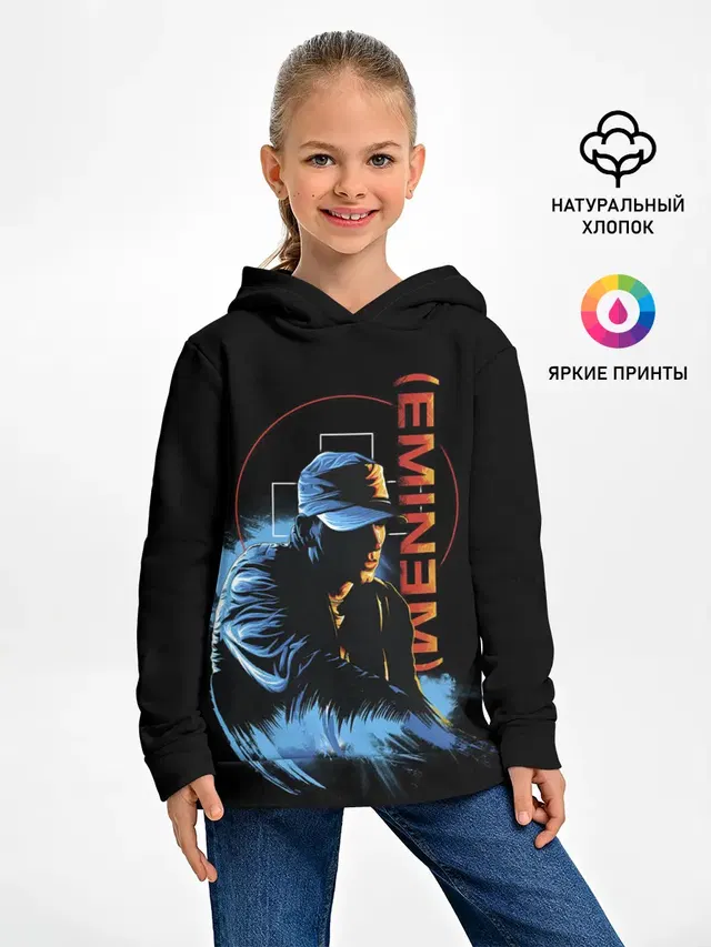 Детское худи с принтом «Eminem — Эминем на концерте»