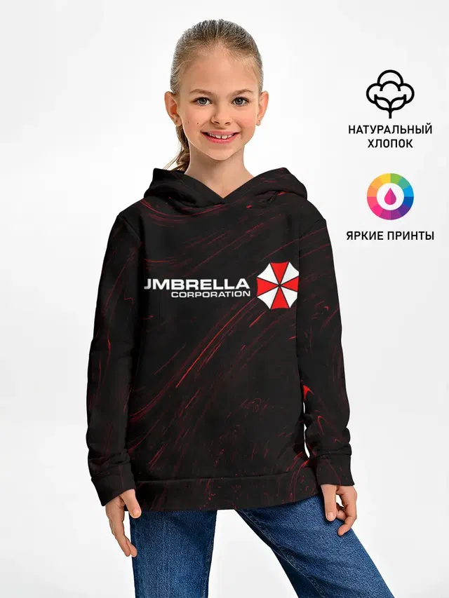 Детское худи с принтом «Резидент Ивил — UMBRELLA CORP — АМБРЕЛЛА»