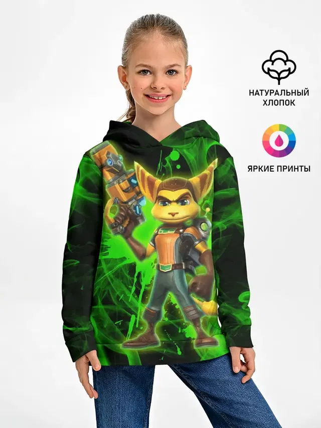 Детское худи с принтом «Ratchet & Clank — Рэтчет и Кланr»