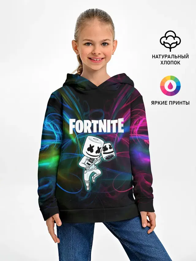 Детское худи с принтом «Фортнайт — Fortnite x Marshmallow.»