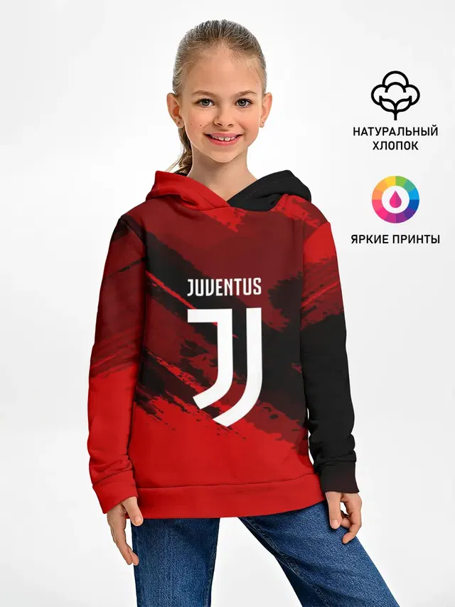 Детское худи с принтом «Ювентус — JUVENTUS SPORT RED»