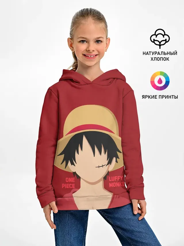 Детское худи с принтом «Ван Пис — Luffy»