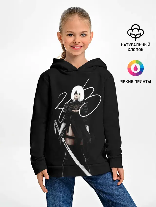 Детское худи с принтом «Katana — 2B»