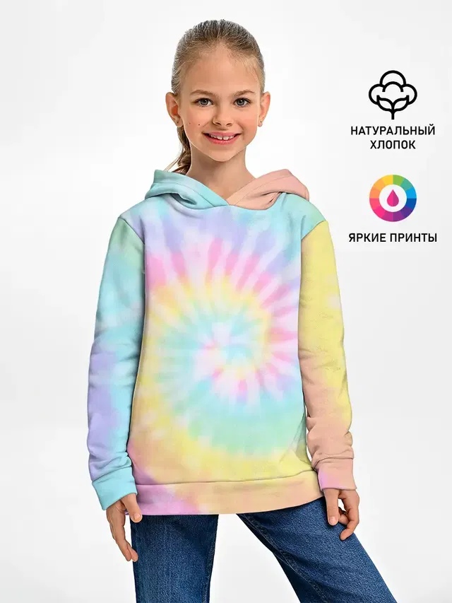 Детское худи с принтом «Tie-Dye — Pastel Tie Dye»