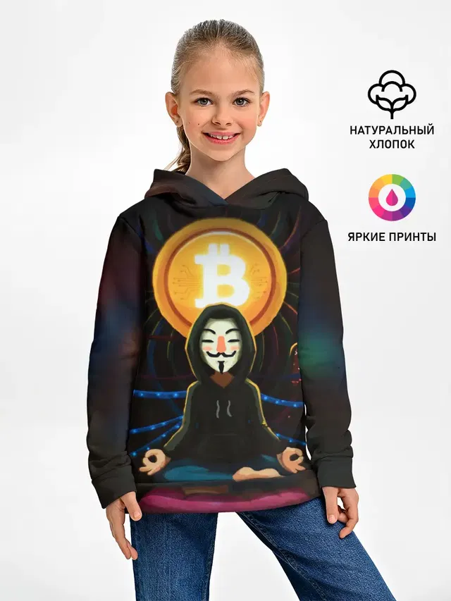 Детское худи с принтом «Другие — БИТКОИН — BITCOIN»