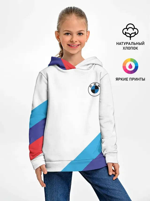 Детское худи с принтом «BMW — BMW NEW LOGO»