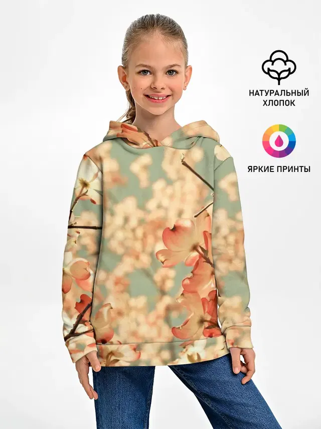 Детское худи с принтом «Цветы — Flowers»
