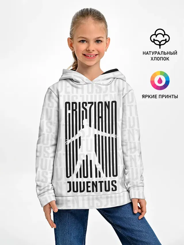 Детское худи с принтом «Криштиану Роналду — RONALDO JUVE SPORT»