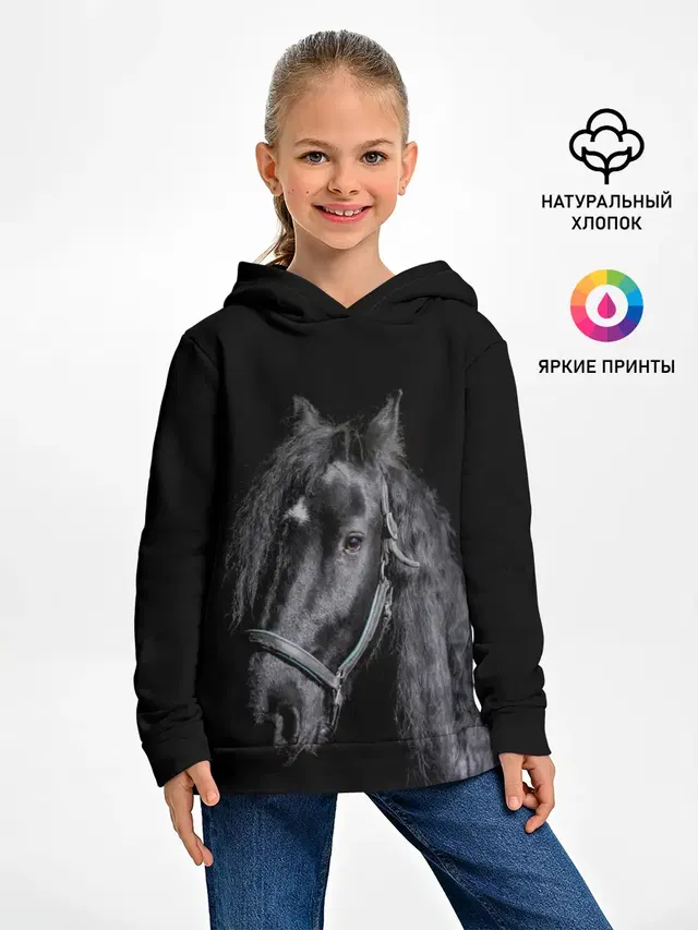 Лошадь на черном фоне