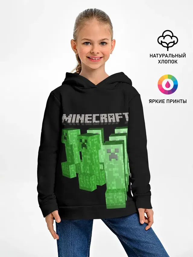 Детское худи с принтом «Майнкрафт — MINECRAFT CREEPER»