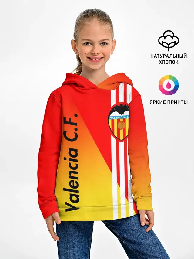 Детское худи с принтом «Valencia — FC VALENCIA — ФК ВАЛЕНСИЯ»