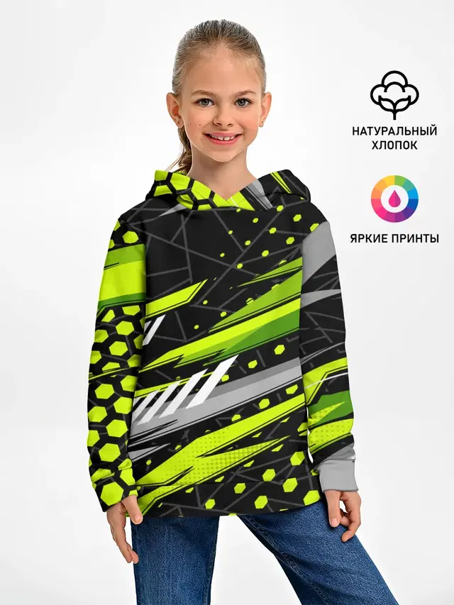 Детское худи с принтом «Black and — Black and Green»
