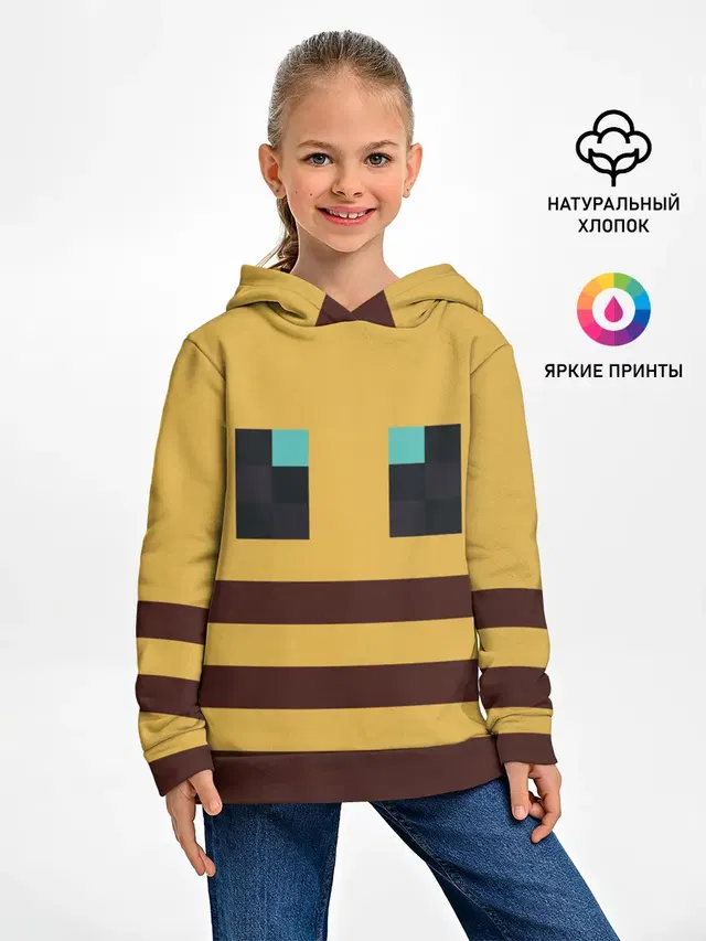 Детское худи с принтом «Майнкрафт — Minecraft Bee»