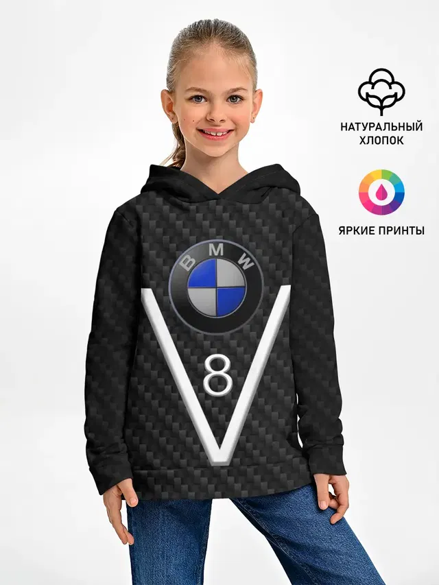 Детское худи с принтом «BMW — BMW V8»