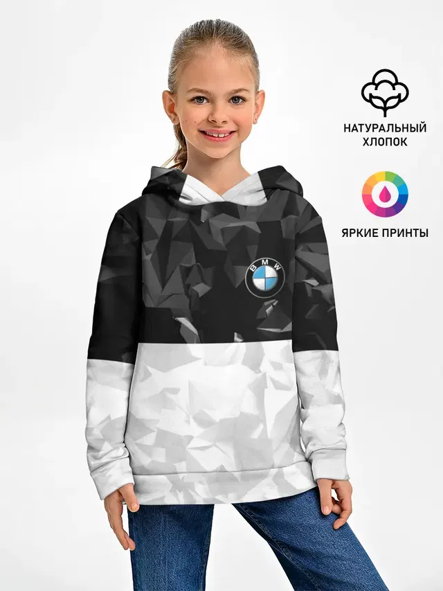 Детское худи с принтом «BMW — BMW BLACK COLLECTION»