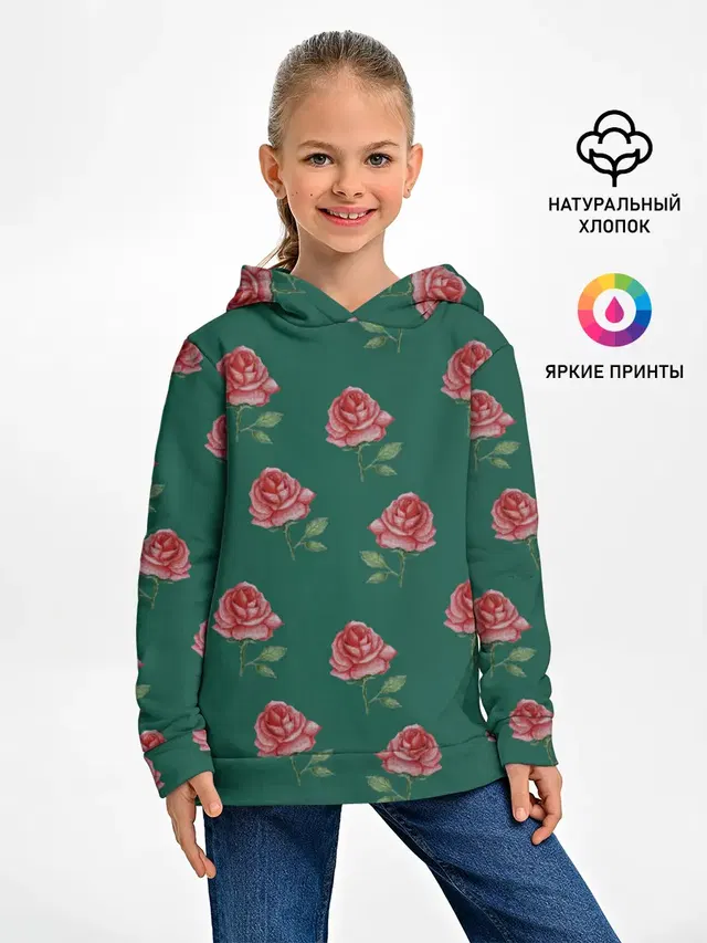 Розы на зеленом фоне