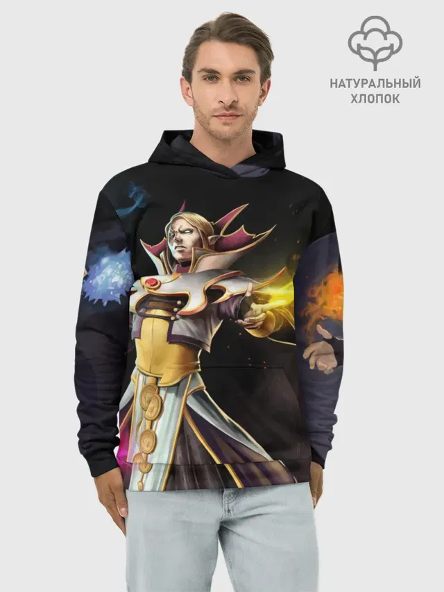 Худи мужской базовый хлопок с принтом «Invoker»