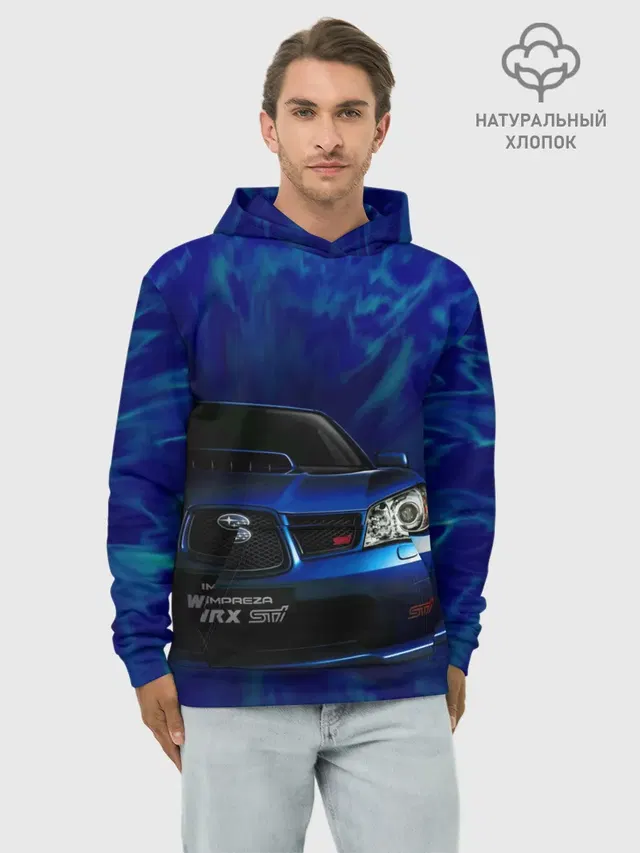 Худи мужской базовый хлопок с принтом «Subaru»